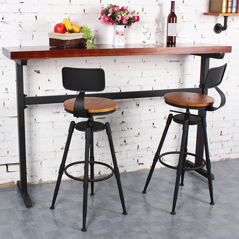 Industrial Armless Rotatable Counter Stool Iron Bar Stool with Pedal for Cafe