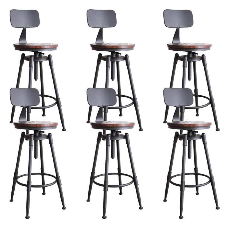 Industrial Armless Rotatable Counter Stool Iron Bar Stool with Pedal for Cafe