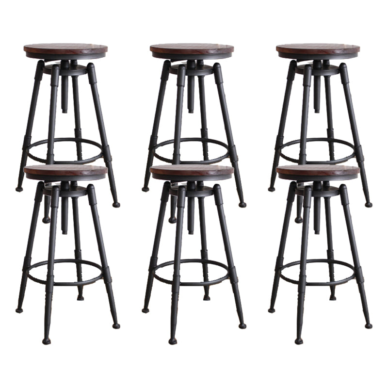 Industrial Armless Rotatable Counter Stool Iron Bar Stool with Pedal for Cafe