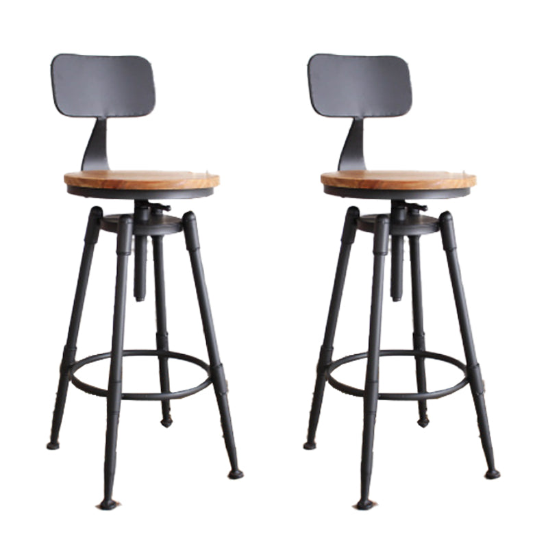 Industrial Armless Rotatable Counter Stool Iron Bar Stool with Pedal for Cafe