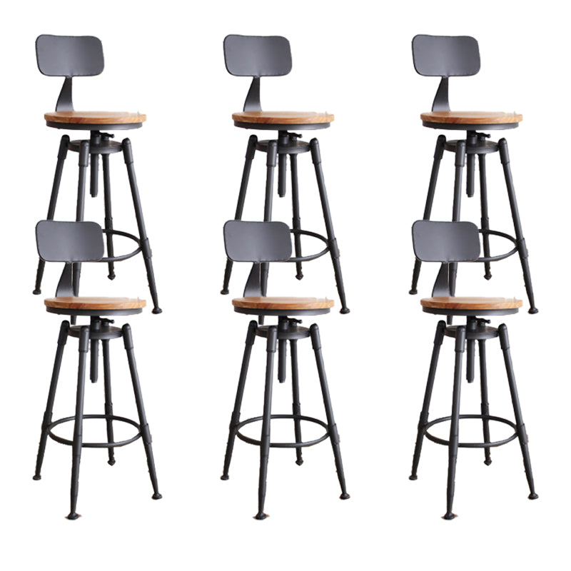 Industrial Armless Rotatable Counter Stool Iron Bar Stool with Pedal for Cafe