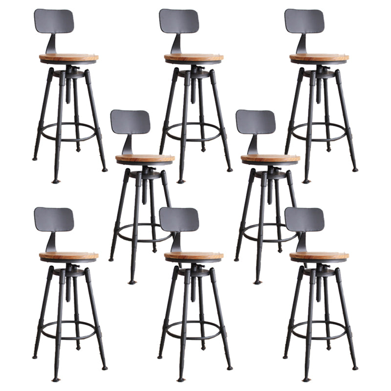 Industrial Armless Rotatable Counter Stool Iron Bar Stool with Pedal for Cafe