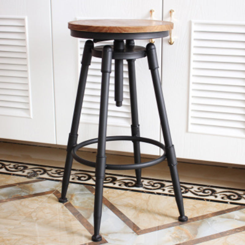 Industrial Armless Rotatable Counter Stool Iron Bar Stool with Pedal for Cafe