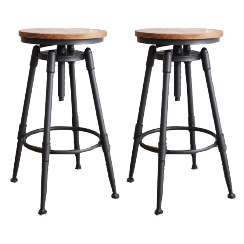 Industrial Armless Rotatable Counter Stool Iron Bar Stool with Pedal for Cafe