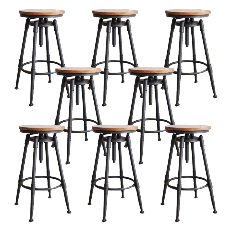 Industrial Armless Rotatable Counter Stool Iron Bar Stool with Pedal for Cafe