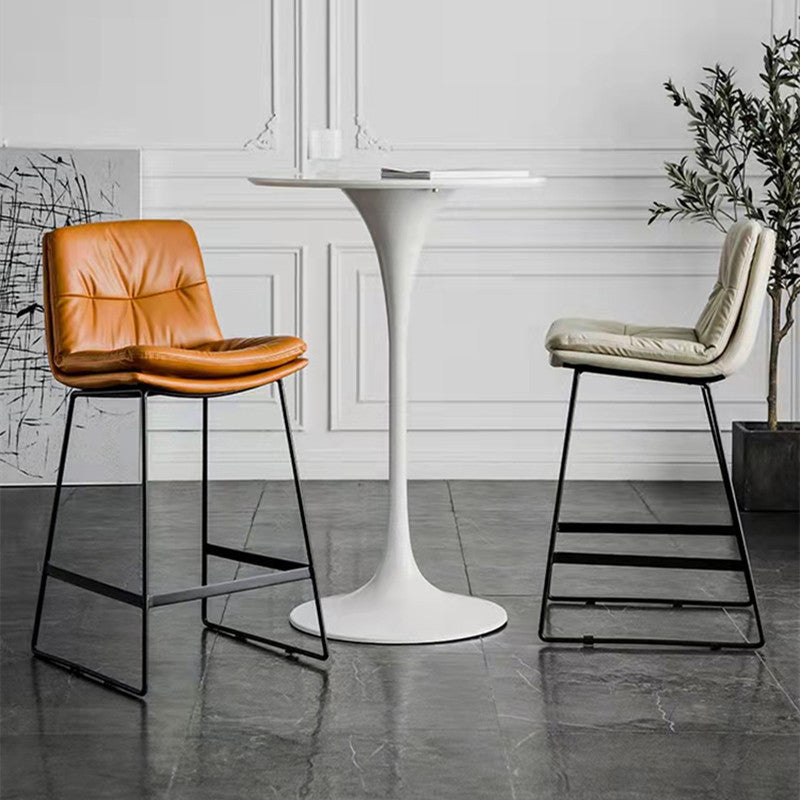 Glam Metal Counter Height Stool with Cushion Bar Stool for Indoor