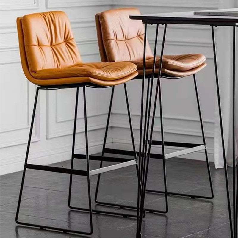 Glam Metal Counter Height Stool with Cushion Bar Stool for Indoor