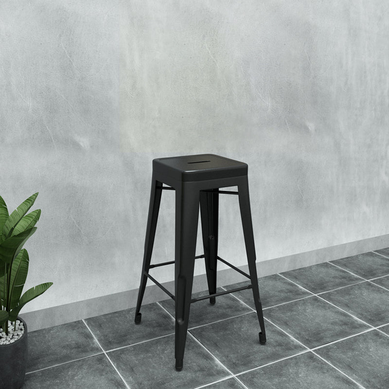 Industrial Stackable Backrest Counter Stool Iron Bar Stool with Pedal for Cafe