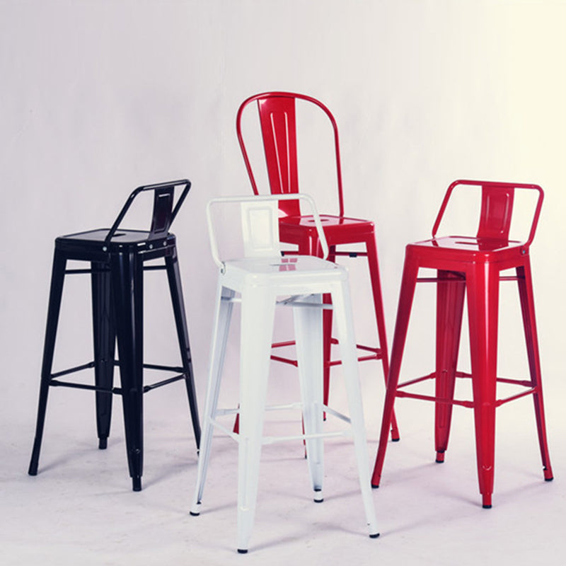 Industrial Style Iron Counter Stool Cafe Bar Stool with Metal Seat