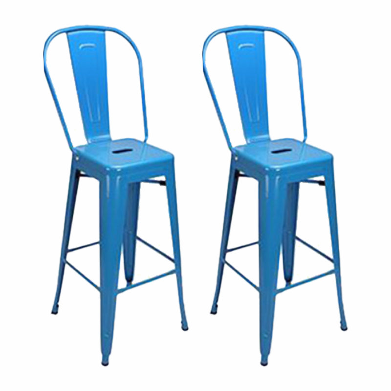 Industrial Style Iron Counter Stool Cafe Bar Stool with Metal Seat