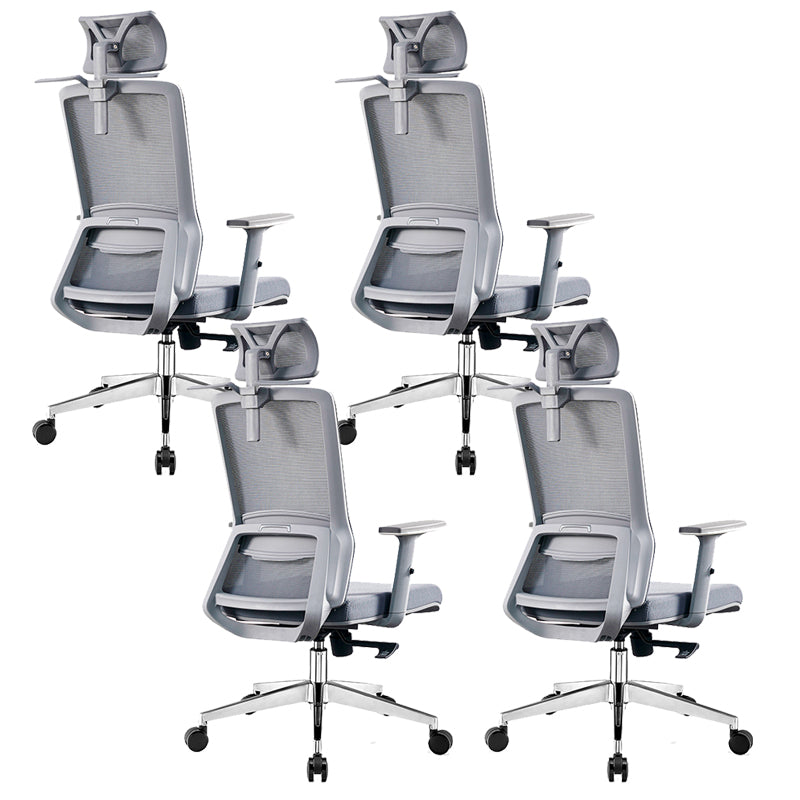 Contemporary Adjustable Arms Office Chair Gray Back Mesh Chair
