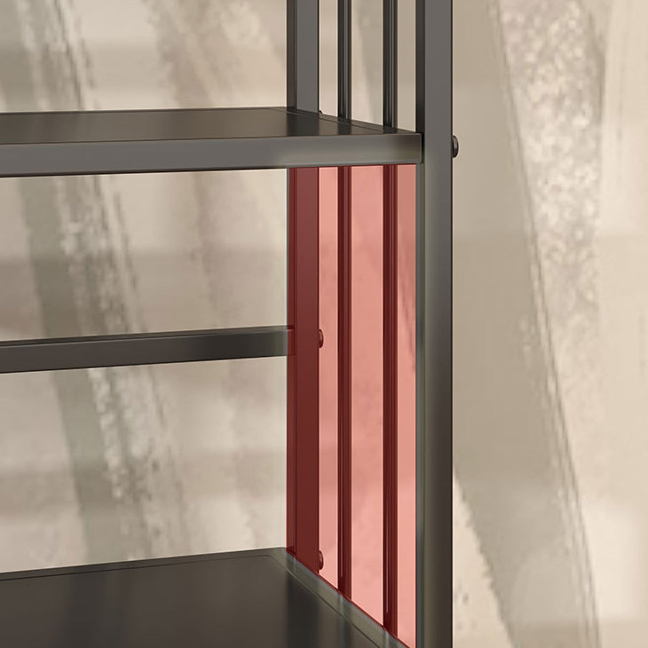Contemporary Metal Bookshelf Black Etagere Shelf Bookcase for Study Room