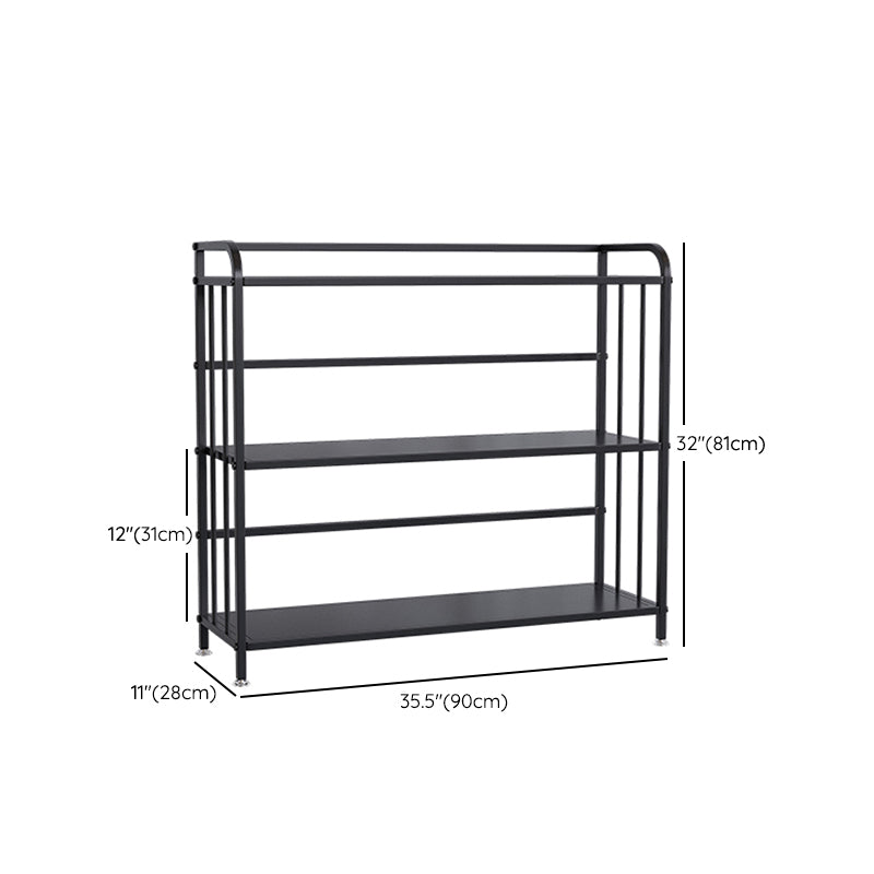 Contemporary Metal Bookshelf Black Etagere Shelf Bookcase for Study Room