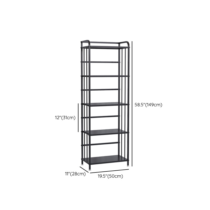 Contemporary Metal Bookshelf Black Etagere Shelf Bookcase for Study Room