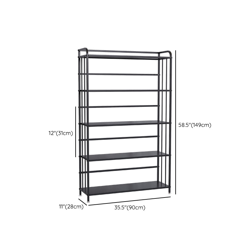 Contemporary Metal Bookshelf Black Etagere Shelf Bookcase for Study Room