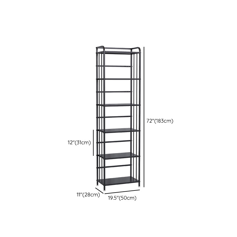 Contemporary Metal Bookshelf Black Etagere Shelf Bookcase for Study Room