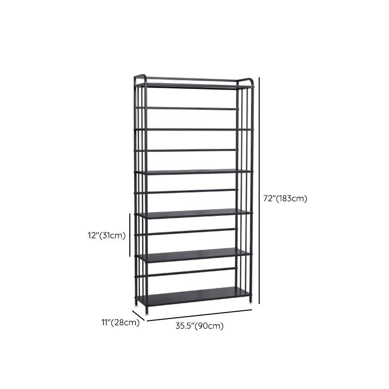 Contemporary Metal Bookshelf Black Etagere Shelf Bookcase for Study Room