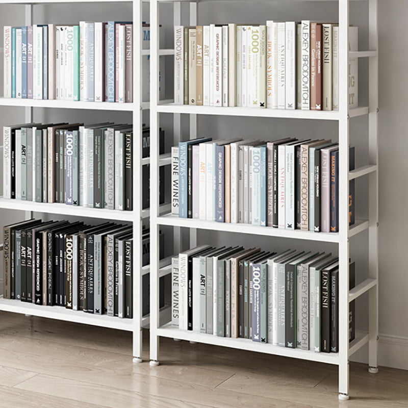 Modern White/Grey Metal Bookshelf Standard Vertical Open Shelf Bookcase