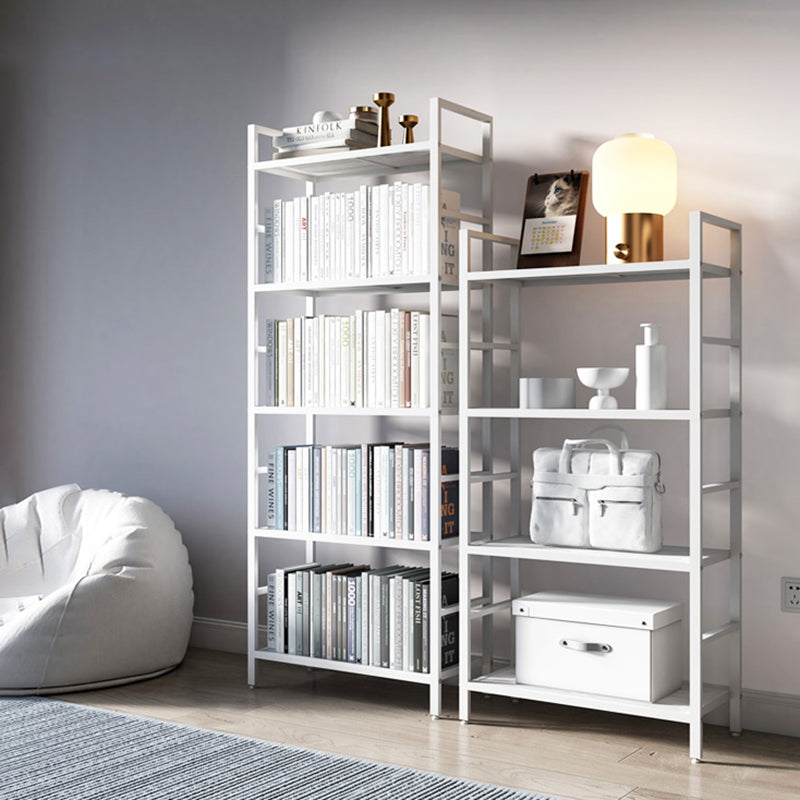 Modern White/Grey Metal Bookshelf Standard Vertical Open Shelf Bookcase