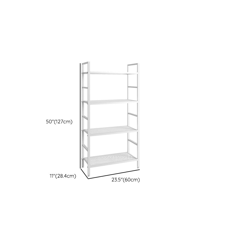 Modern White/Grey Metal Bookshelf Standard Vertical Open Shelf Bookcase