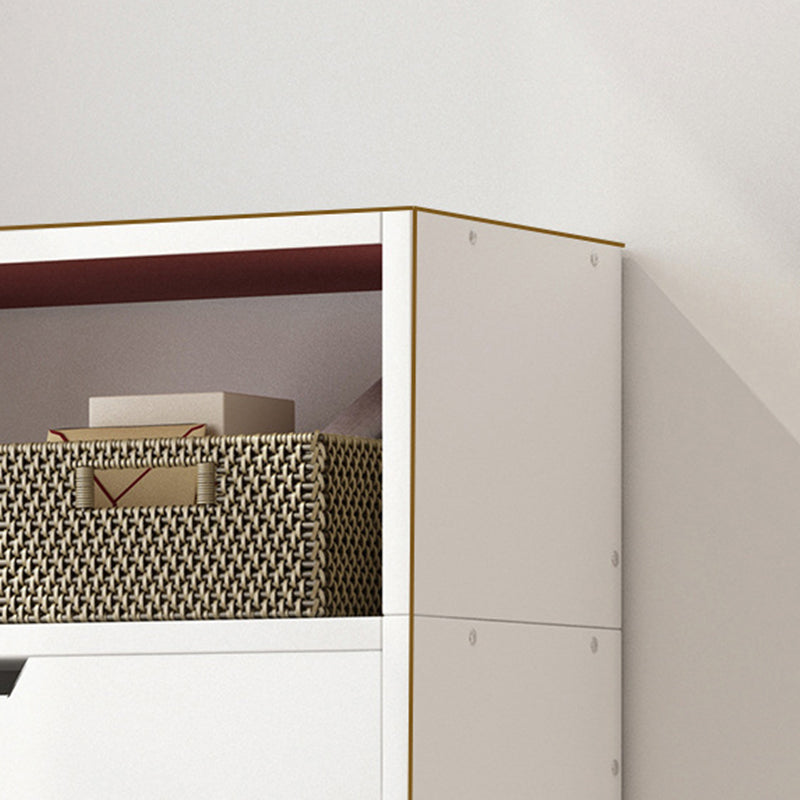 Standard Engineered Wood Bookshelf Contemporary Open Back Bookcase with Drawers