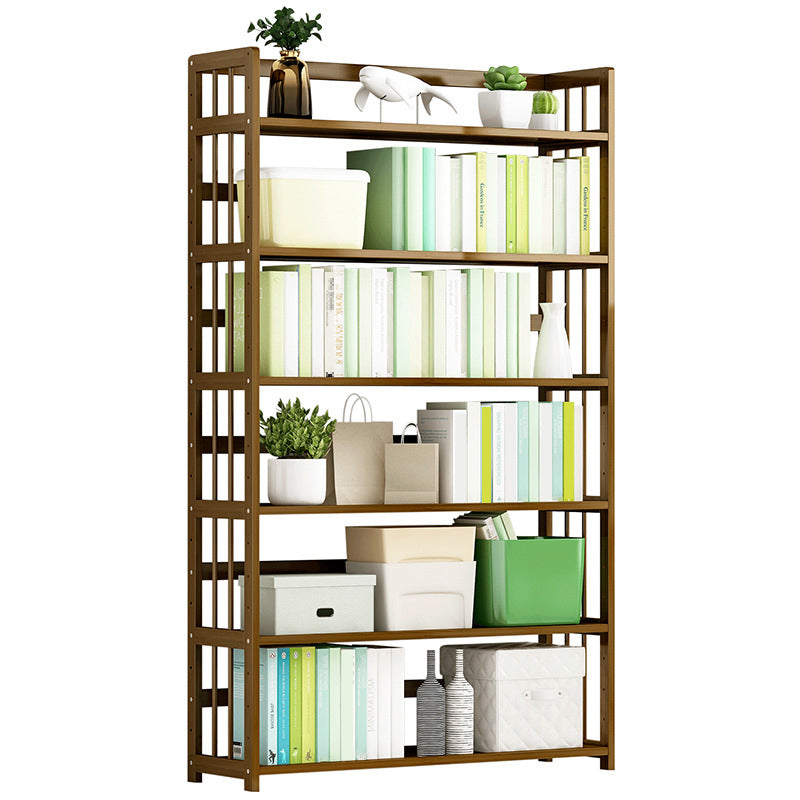 Standard Bamboo Shelf Bookcase Contemporary Brown Open Bookcase