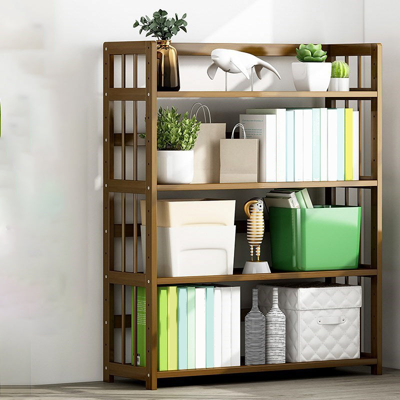 Standard Bamboo Shelf Bookcase Contemporary Brown Open Bookcase