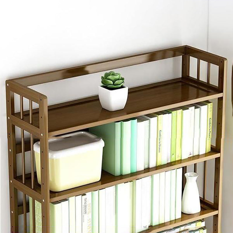 Standard Bamboo Shelf Bookcase Contemporary Brown Open Bookcase
