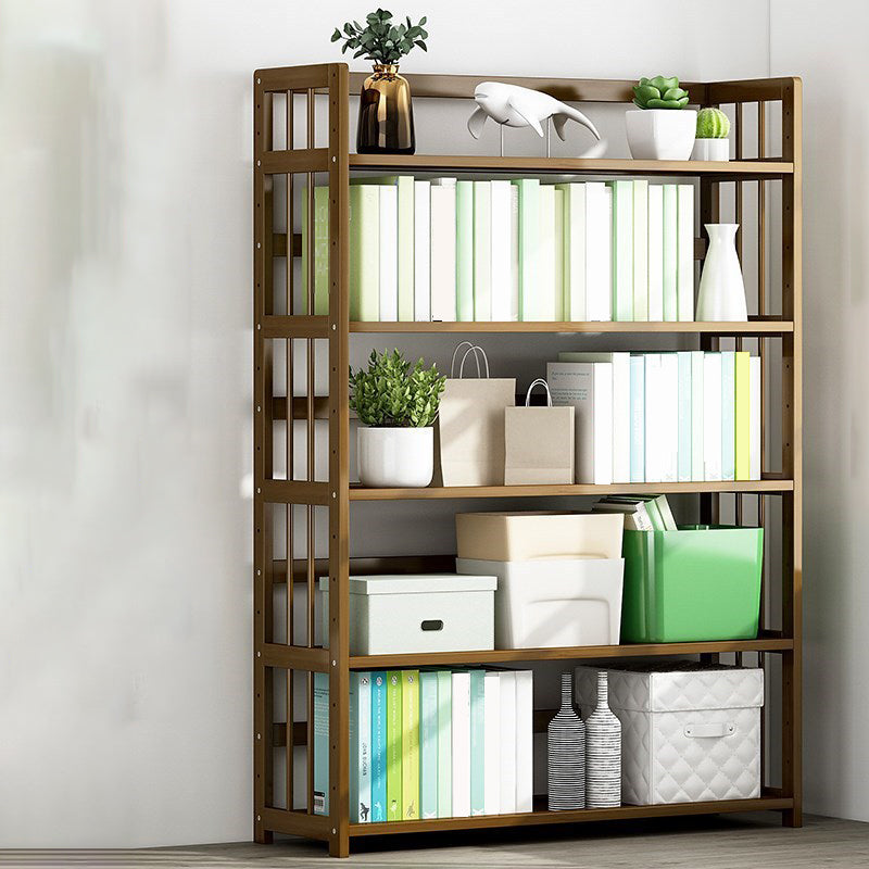 Standard Bamboo Shelf Bookcase Contemporary Brown Open Bookcase