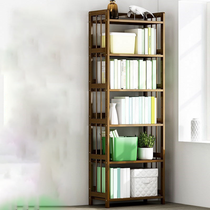 Standard Bamboo Shelf Bookcase Contemporary Brown Open Bookcase