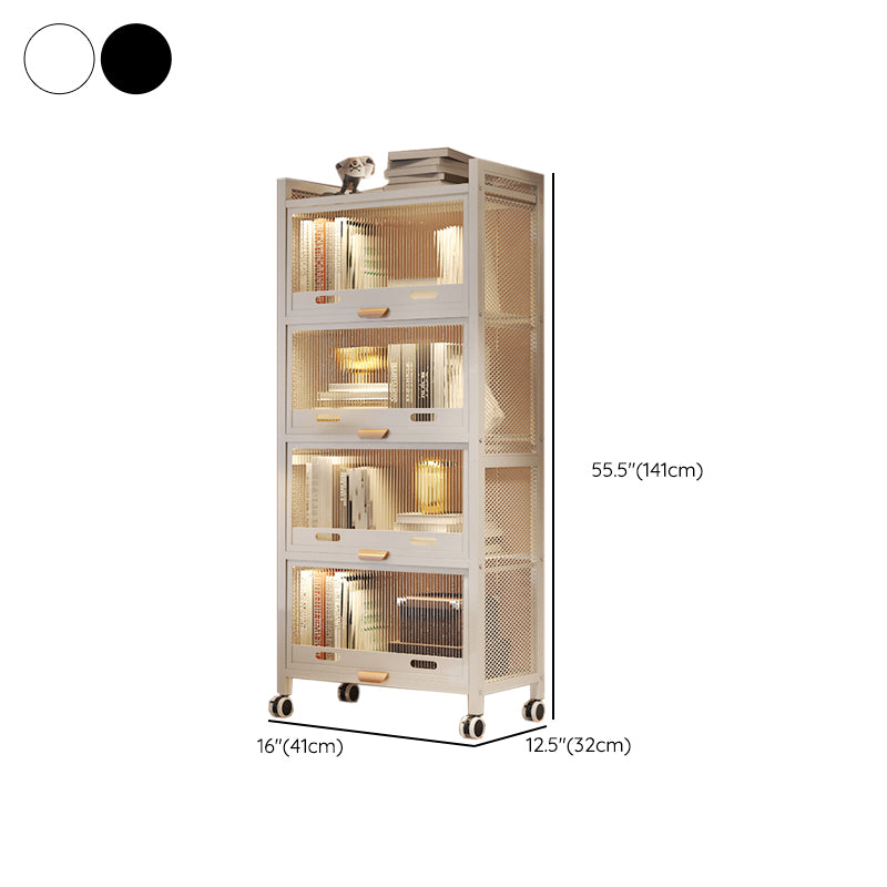 12.6" W Matte Finish Bookshelf for Living Room, Steel Standard Shelf Bookcase