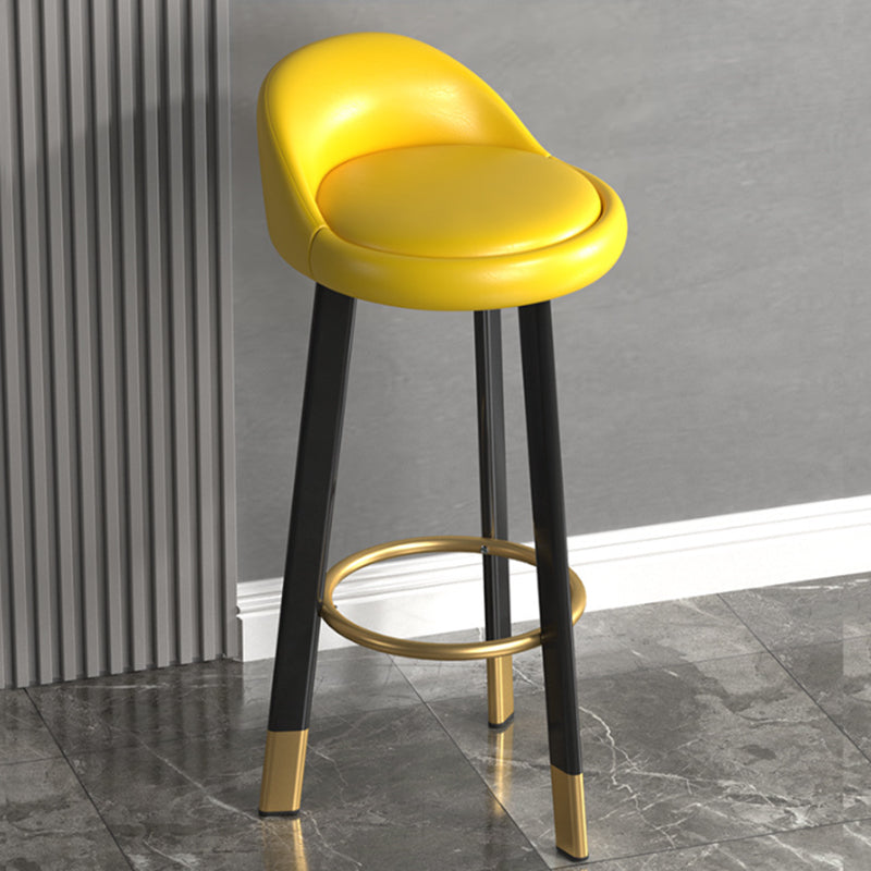 Contemporary Leather Counter Height Stools Bucket Bar Stool for Indoor