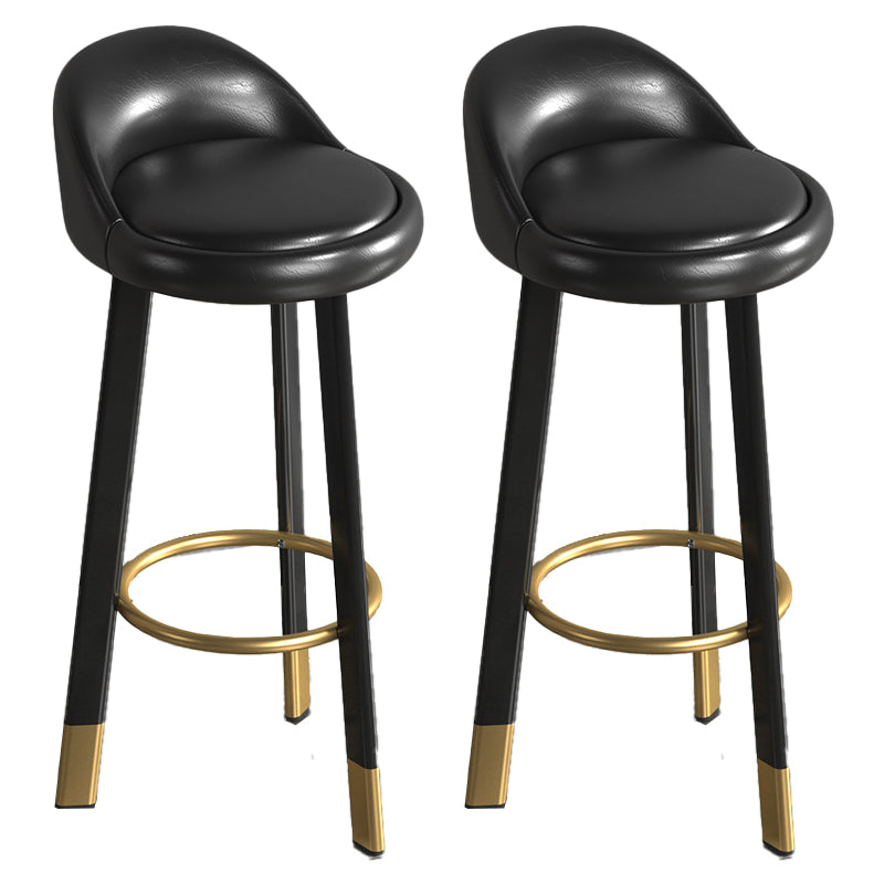 Contemporary Leather Counter Height Stools Bucket Bar Stool for Indoor
