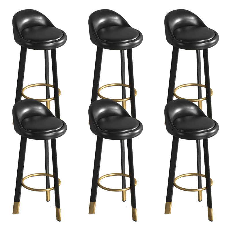 Contemporary Leather Counter Height Stools Bucket Bar Stool for Indoor