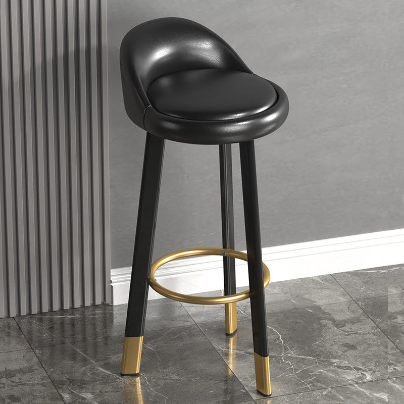 Contemporary Leather Counter Height Stools Bucket Bar Stool for Indoor