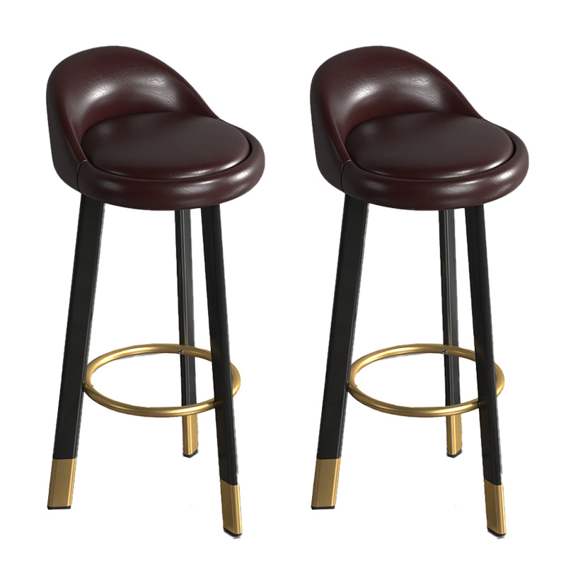 Contemporary Leather Counter Height Stools Bucket Bar Stool for Indoor