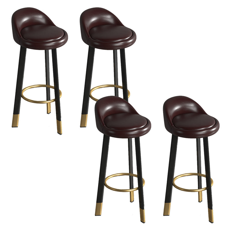 Contemporary Leather Counter Height Stools Bucket Bar Stool for Indoor