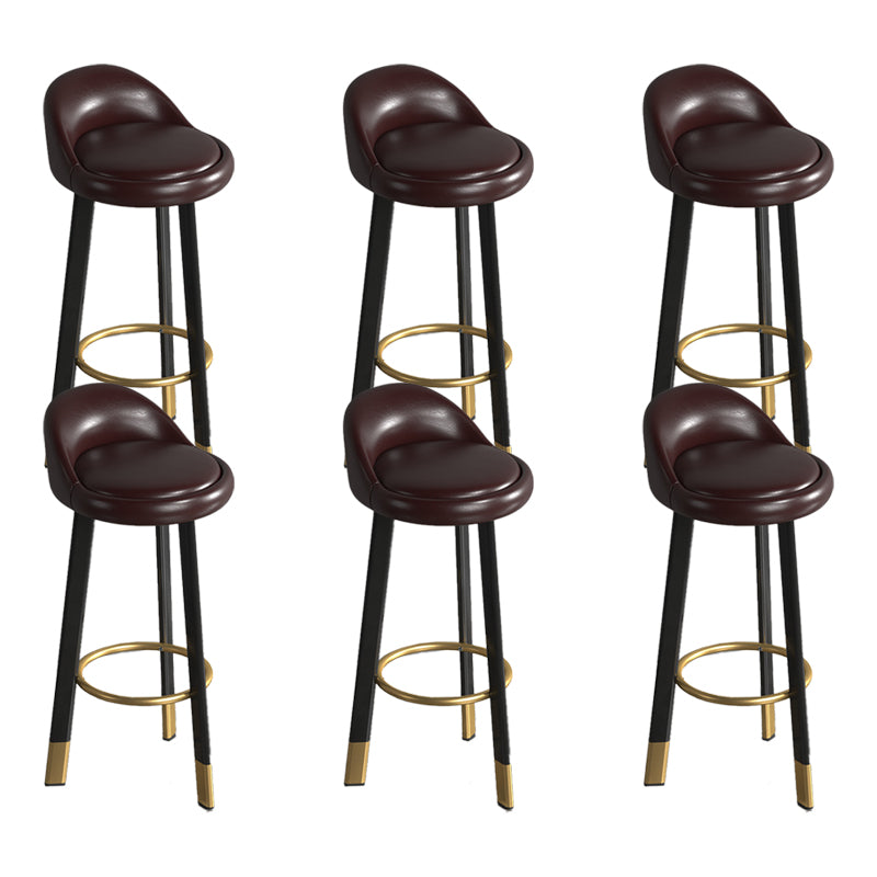 Contemporary Leather Counter Height Stools Bucket Bar Stool for Indoor