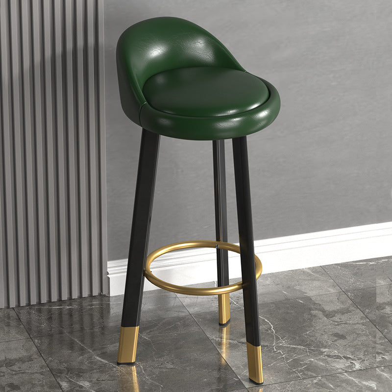 Contemporary Leather Counter Height Stools Bucket Bar Stool for Indoor