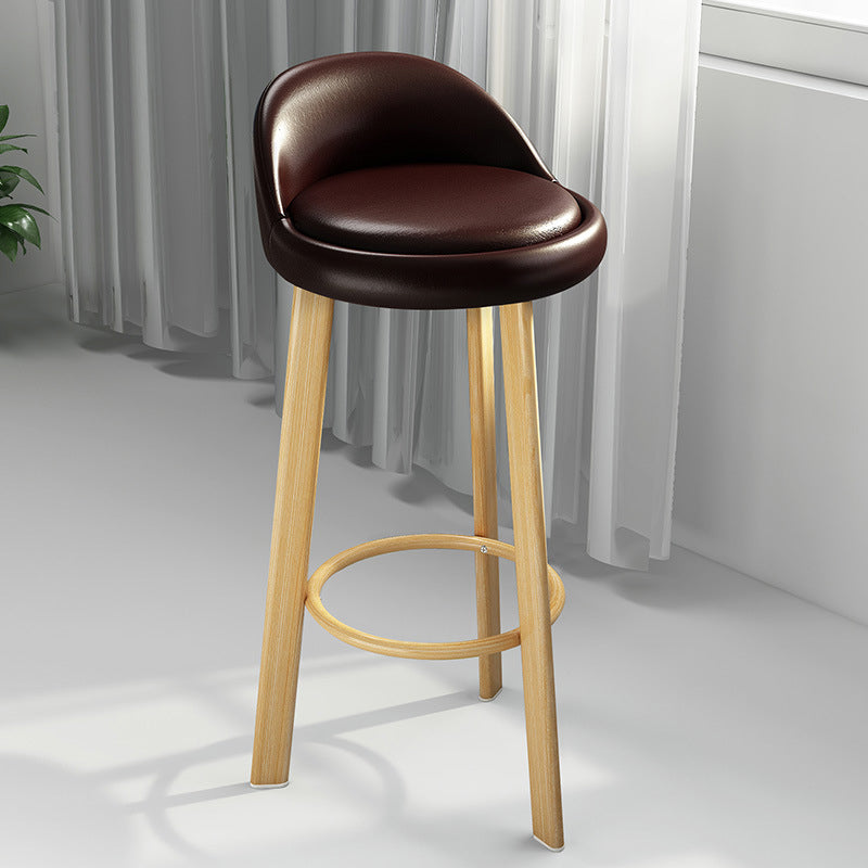 Contemporary Leather Counter Height Stools Bucket Bar Stool for Indoor