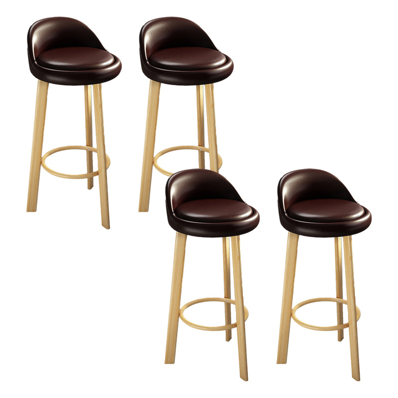 Contemporary Leather Counter Height Stools Bucket Bar Stool for Indoor