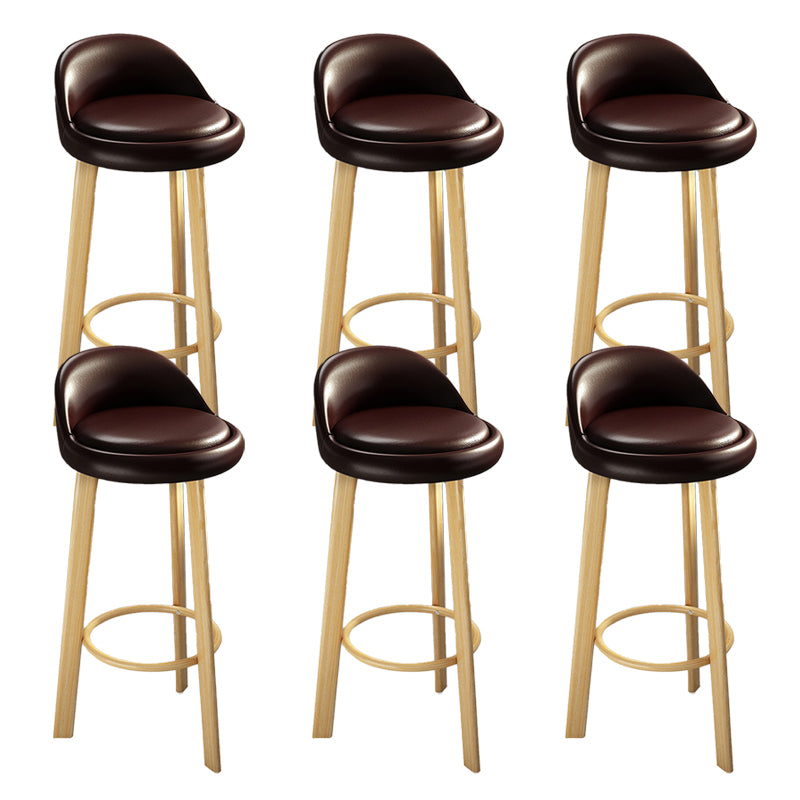 Contemporary Leather Counter Height Stools Bucket Bar Stool for Indoor