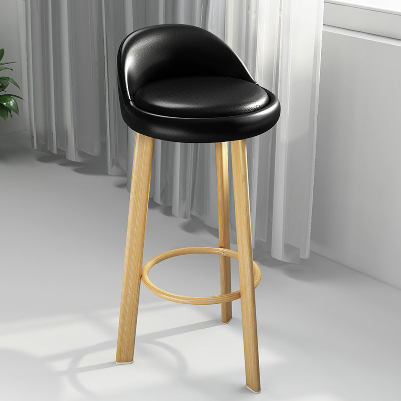 Contemporary Leather Counter Height Stools Bucket Bar Stool for Indoor