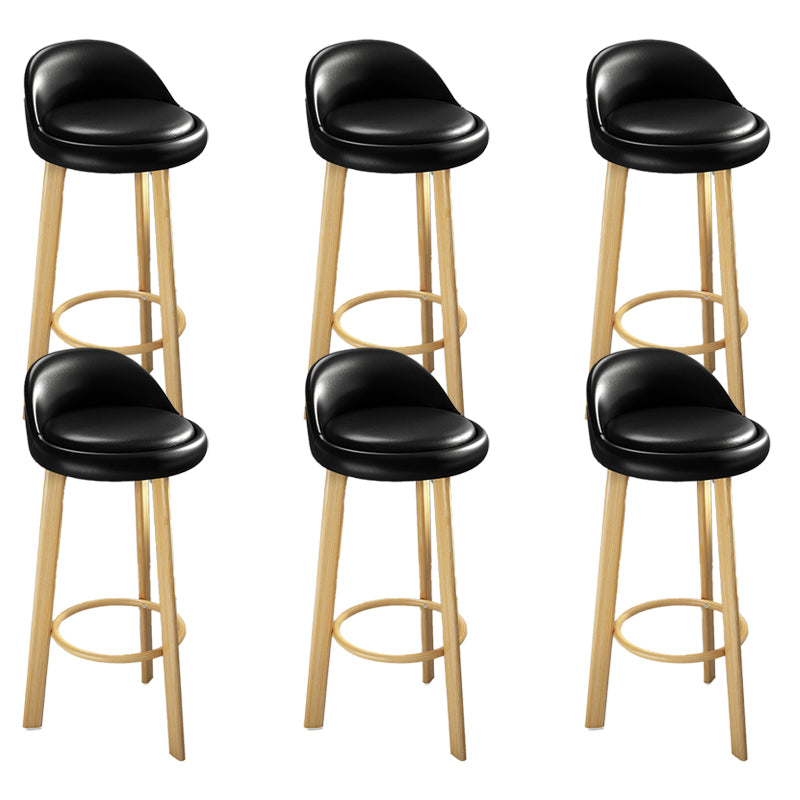 Contemporary Leather Counter Height Stools Bucket Bar Stool for Indoor