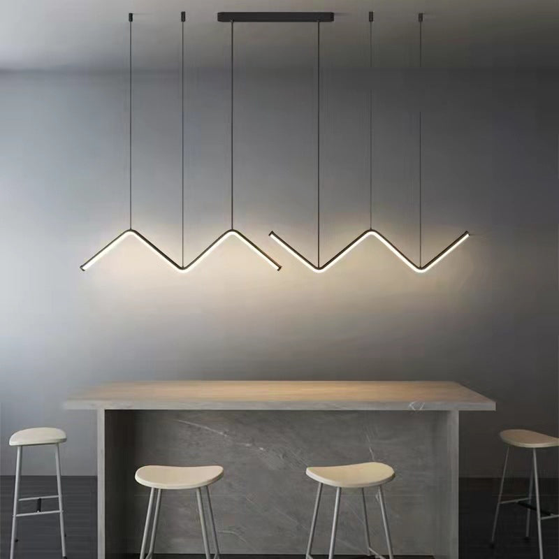 Linear Shape Chandelier Lighting Modern Style Metal 2 Lights Pendant Light in Gold/Black