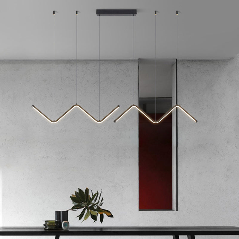 Linear Shape Chandelier Lighting Modern Style Metal 2 Lights Pendant Light in Gold/Black