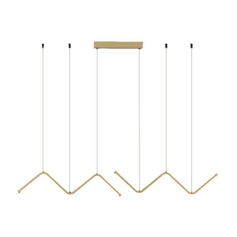 Linear Shape Chandelier Lighting Modern Style Metal 2 Lights Pendant Light in Gold/Black
