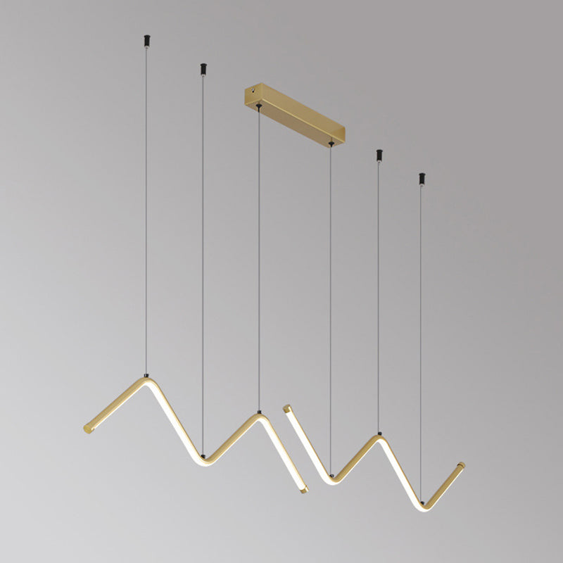 Linear Shape Chandelier Lighting Modern Style Metal 2 Lights Pendant Light in Gold/Black