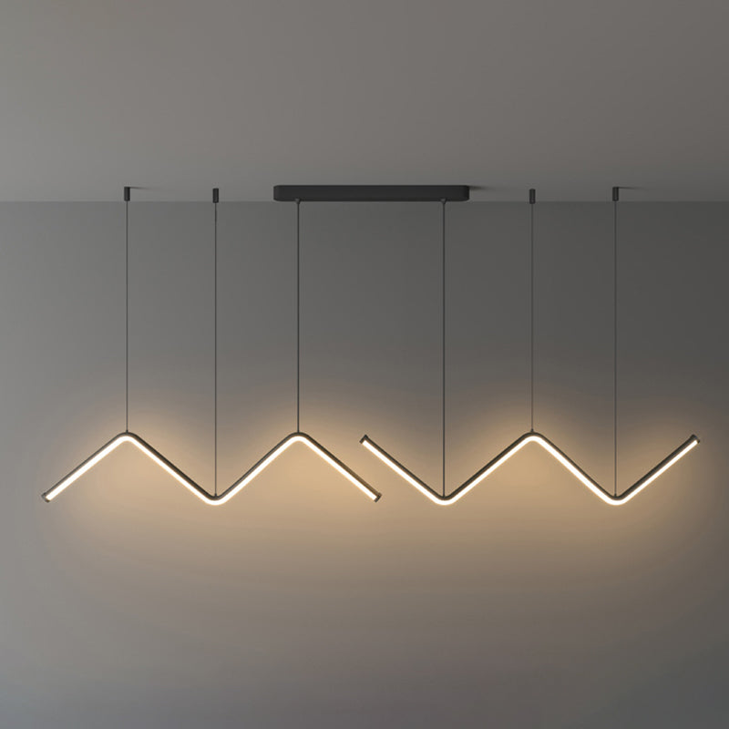 Linear Shape Chandelier Lighting Modern Style Metal 2 Lights Pendant Light in Gold/Black