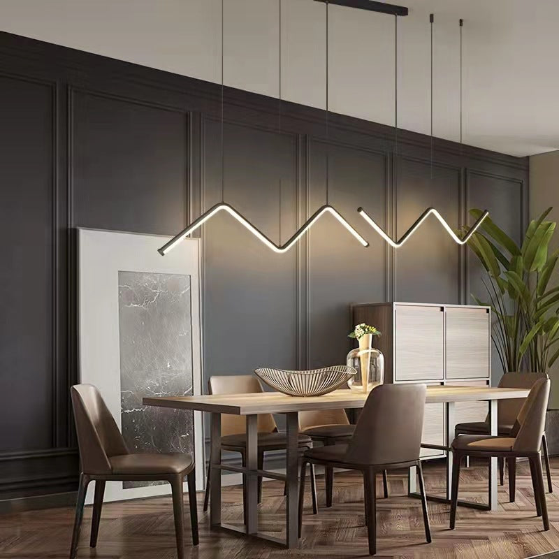 Linear Shape Chandelier Lighting Modern Style Metal 2 Lights Pendant Light in Gold/Black
